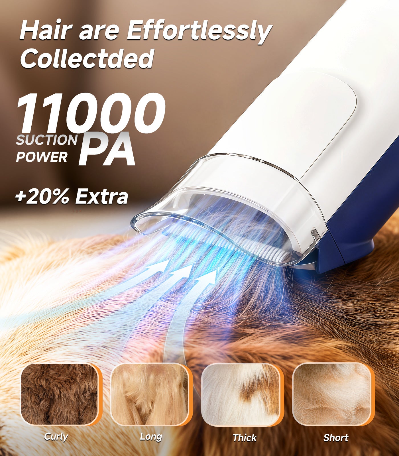 Buenkee Dog Grooming Vacuum Kit, 15000Pa Clipper, Shedding Brush, 2L, White