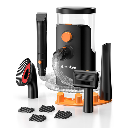 Buenkee Professional Plus Pet Grooming Vacuum Kit, 4 Pet Grooming Tools & 3L Capacity, Quiet &14,000KPa Powerful Suction, 99% Pet Hair Removal, Safe Grooming Set for Dogs, Cats & Pets, Home Cleaning