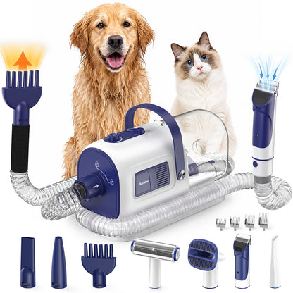 Buenkee Dog Grooming Vacuum & Blow Dryer Kit, Pet Clipper, 15000Pa Suction | 3-in-1 Pet Care, Removes Loose Fur, Styles Coats & Dries After Baths, Adjustable Heat & Airflow, 1.7L Dust Cup for Easy Clean