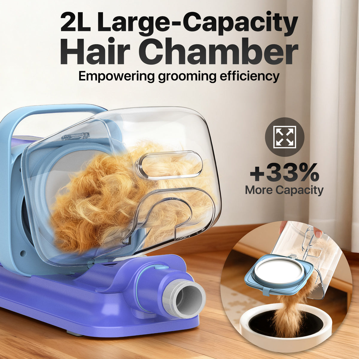 Buenkee Dog Grooming Vacuum Kit, 15000Pa Clipper, Shedding Brush, 2L, Blue