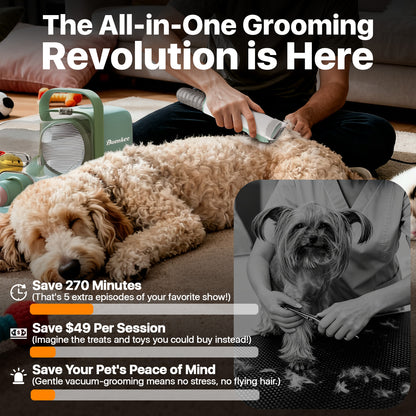 Buenkee Dog Grooming Vacuum Kit, 15000Pa Clipper, Shedding Brush, 2L, Green
