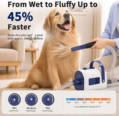 Buenkee Dog Grooming Vacuum & Blow Dryer Kit, Pet Clipper, 15000Pa Suction
