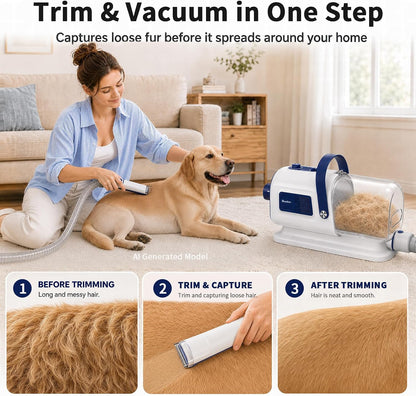 Buenkee Dog Grooming Vacuum & Blow Dryer Kit, Pet Clipper, 15000Pa Suction