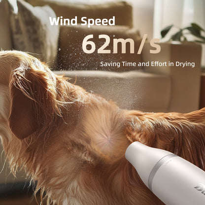 Buenkee Dog Blow Dryer for Pet Grooming Handheld Lightweight Dog Cat Hair Dryer 3 Speeds 4 Temp, Portable 3HP High Velocity Pet Blower Quiet Dryer for Travel Campaign Home, with 3 Nozzles